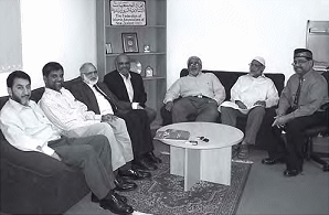 Brs Mohammed Akramy, Ashfraf Farouk, Dr Hanif Qazi, Brs Hanif Ali, Abdul Razak Khan, Yakub Khan and Sultan Eusoff at the FIANZ office