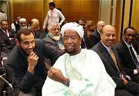 Br Mustafa Farouk, Vice President FIANZ flanked by Br Khalifa Al-Hasse (MAC) and Dr Anwar Ghani (WMA)