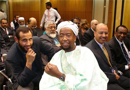  Br Mustafa Farouk, Vice President FIANZ flanked by Br Khalifa Al-Hasse (MAC) and Dr Anwar Ghani (WMA)