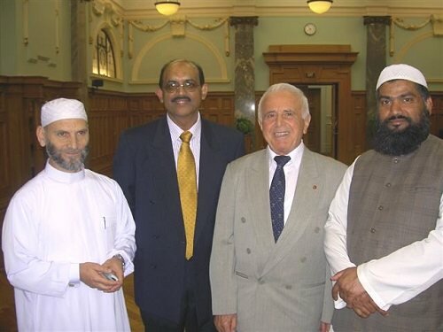 From left: Sheikh M. Ayrut (Imam, Ponsonby Masjid, AKL); M. Javed I. Khan, Hj Mazhar Krasniqi, and Sheikh M. Amir (Imam, Wellington Islamic Centre), at the 