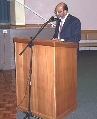 Br Javed Khan, President of FIANZ addressing the gathering.